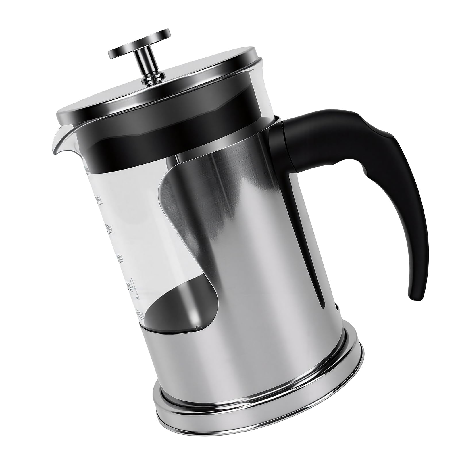 Cocoarm de Prensa Francesa, Prensa de café de Vidrio de 800 Ml con Filtro de Malla 80 de Acero Inoxidable 304, Caliente y Fría para el Hogar, Viajes, Camping, Oficina (Acero inoxidable 304 800ml)