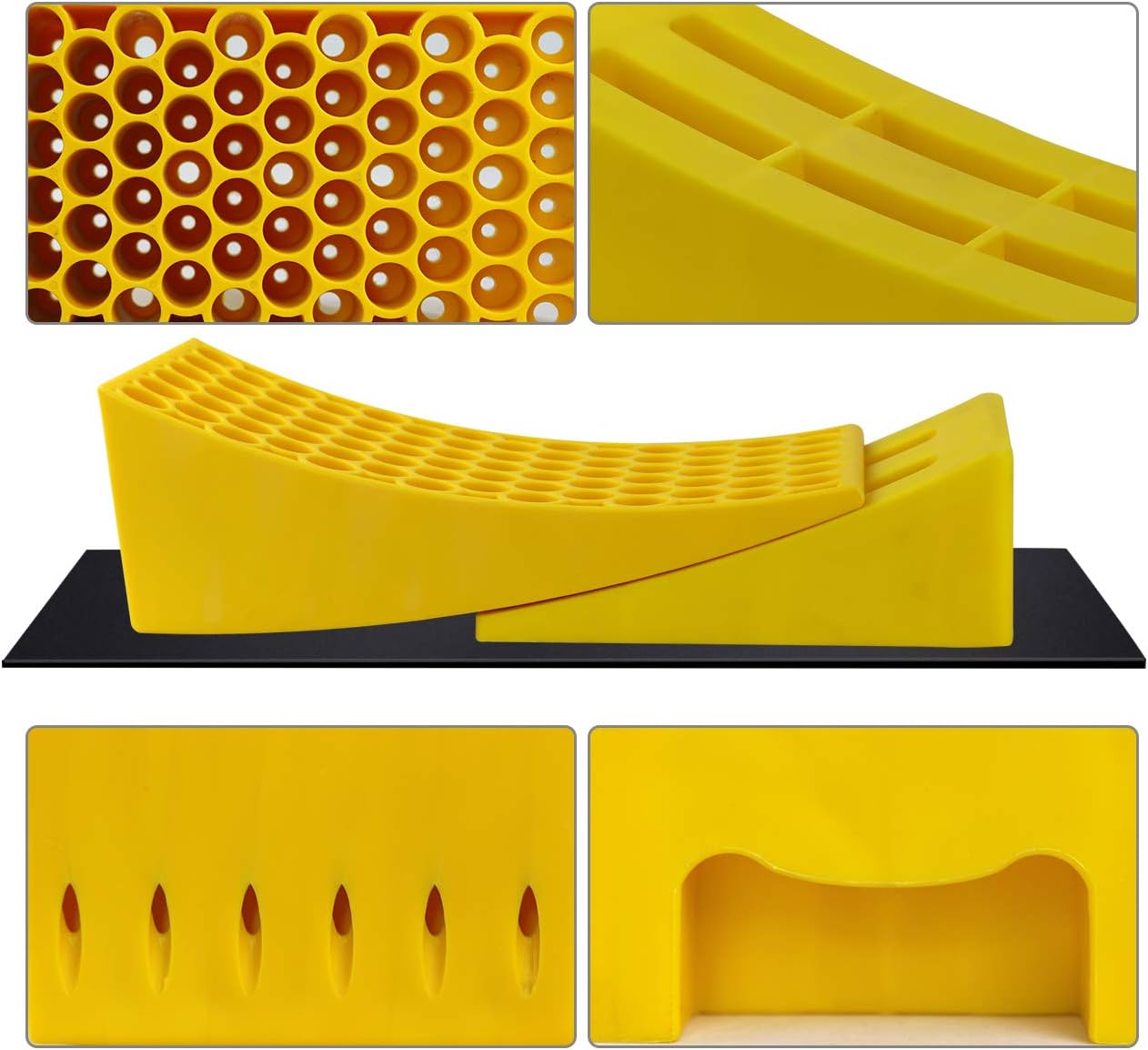 Eazy2hD Camper Leveler 2 Pack - RV Leveling Blocks, Includes Two Curved Levelers, Two Chocks, and Two Rubber Grip Mats, Heavy Duty Leveler Works for Camper : Automotive