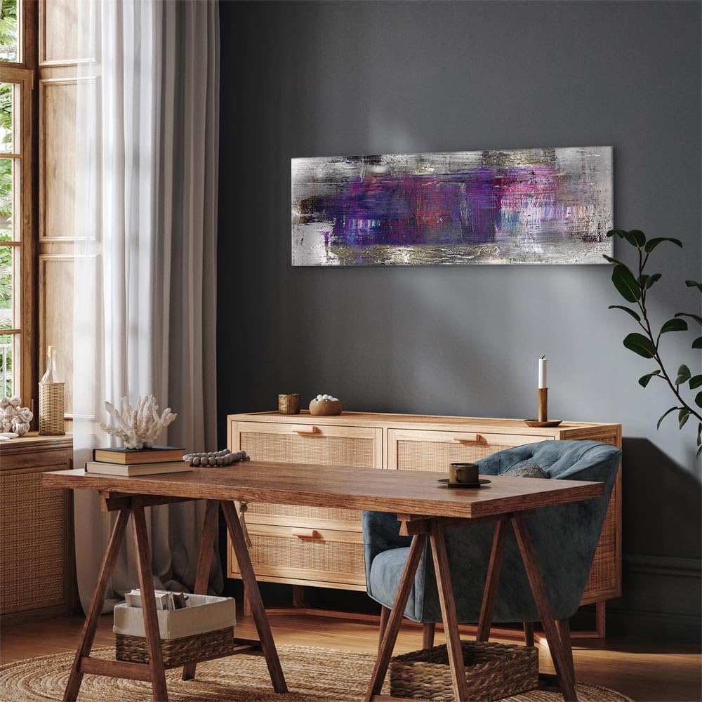 murando - Quadro in Rilievo Muro Astratto Colorato 150x50 cm 1 Pezzo su Tela Strutturata XXL Grande - Quadri Moderni Soggiorno - Stampe da Parete Moderno - Stampa Artistica - Argento a-A-10060-b-a
