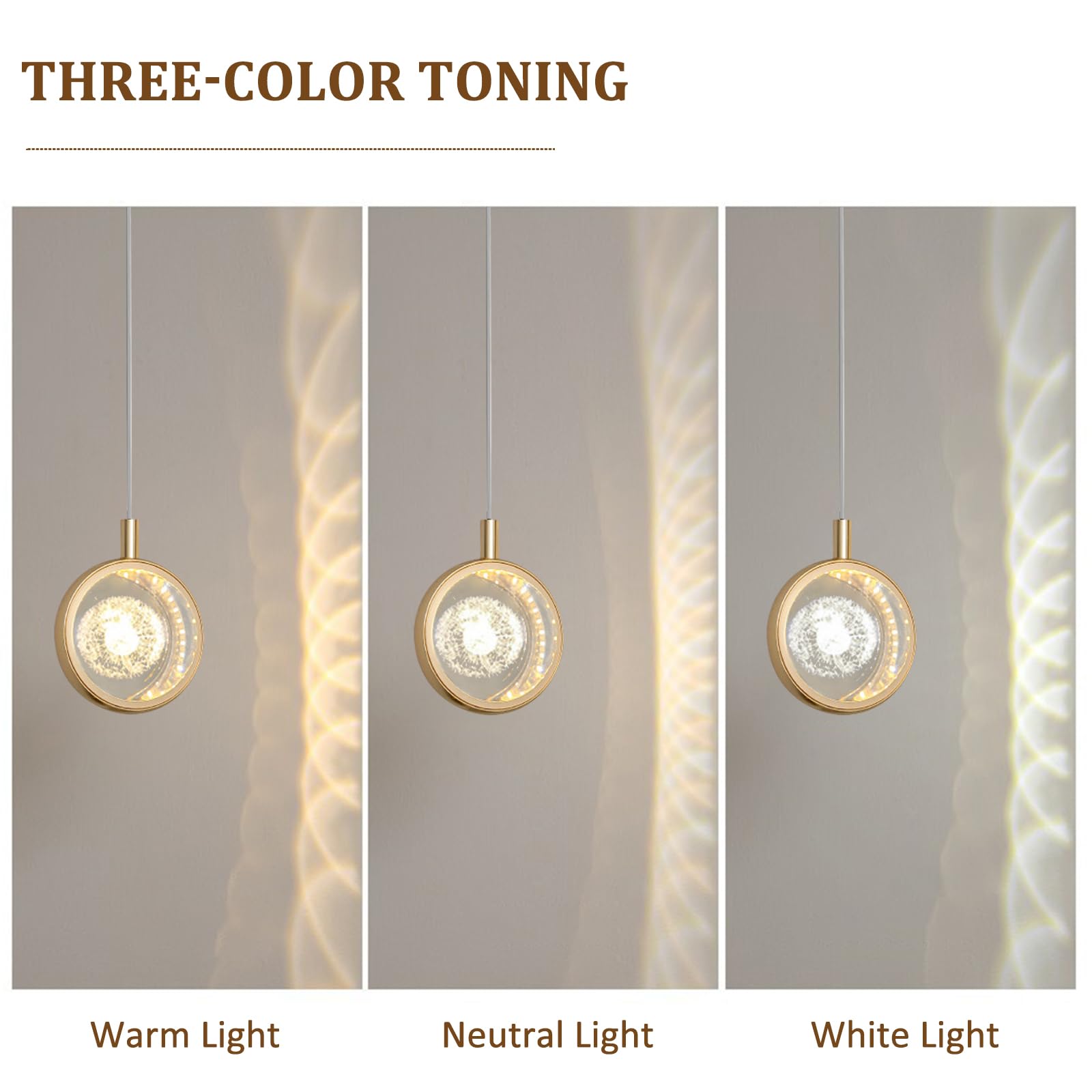 Lampada Sospensione A Sfera In Vetro Con LED - 3 Luci Regolabili | Lampadario Moderno Per Camera, Soggiorno, Cucina | Design Dente Di Leone - Foto 5