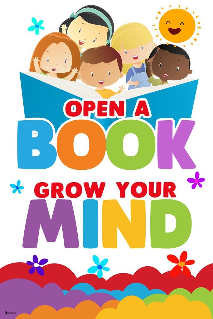 Reading Books Grow Your Mind Classroom Library Elementary School Rainbow Decor Cool Wall Art Print Poster 12x18