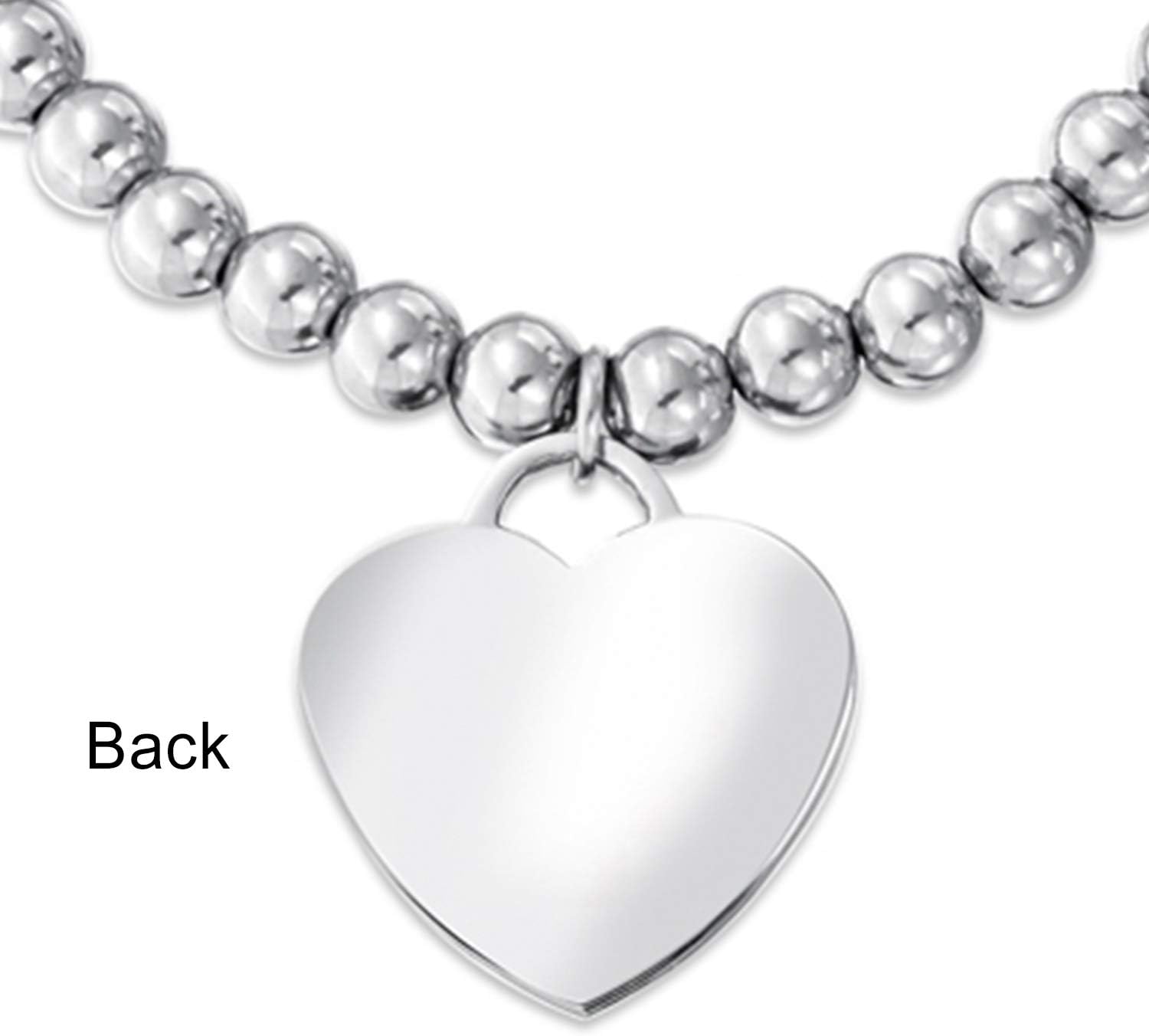 Bling Jewelry Personalized Pink Ribbon Medical ID Bracelet - Cancer Survivor Stretch Bracelet Heart Charm Silver Tone Stainless Steel for Women Teen