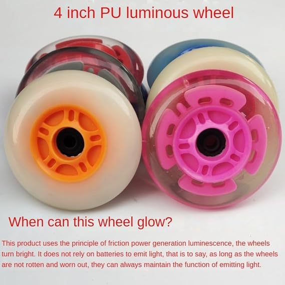 8 pcs Light Up Led Inline Skate Wheels Outdoor Indoor 80mm 100mm 76mm 72mm Inline Skate Replacement Wheels 85A PU with Bearings (Red,100mm)