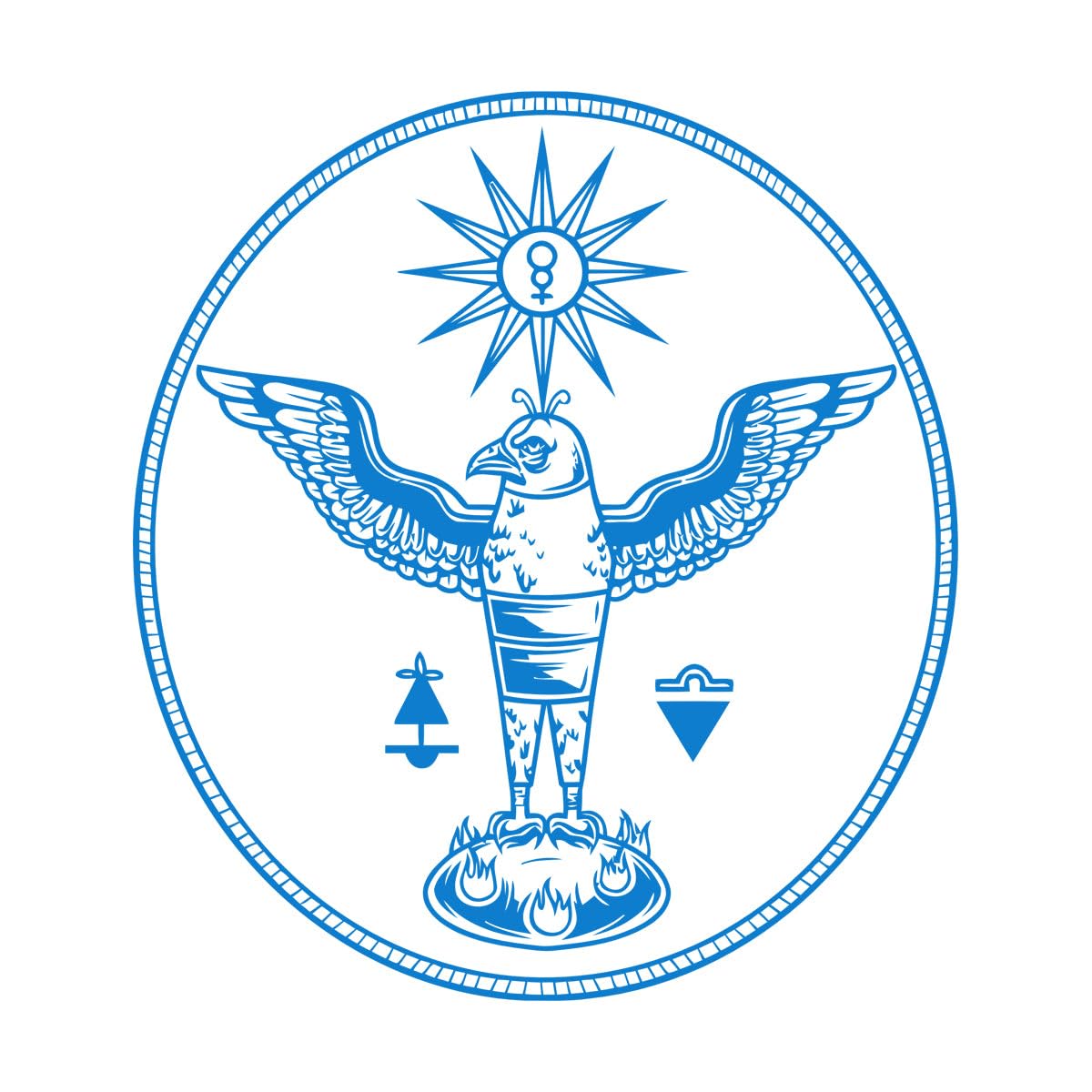 Engraving Decals Symbols Egypt Hieroglyphics Signs Bird 81x90.8cm Art Decoration Extra Large Blue — image 1