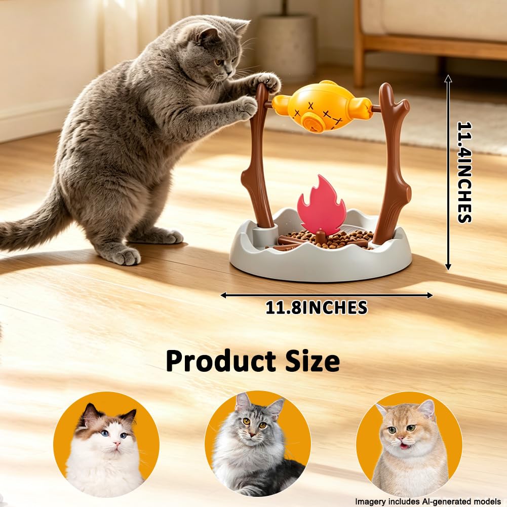 SZEE Juguete alimentador de rompecabezas para gatos, dispensador de golosinas para entrenamiento de alimentación más lento, mantiene a las mascotas ocupadas y evita comer en exceso, incluye pequeños