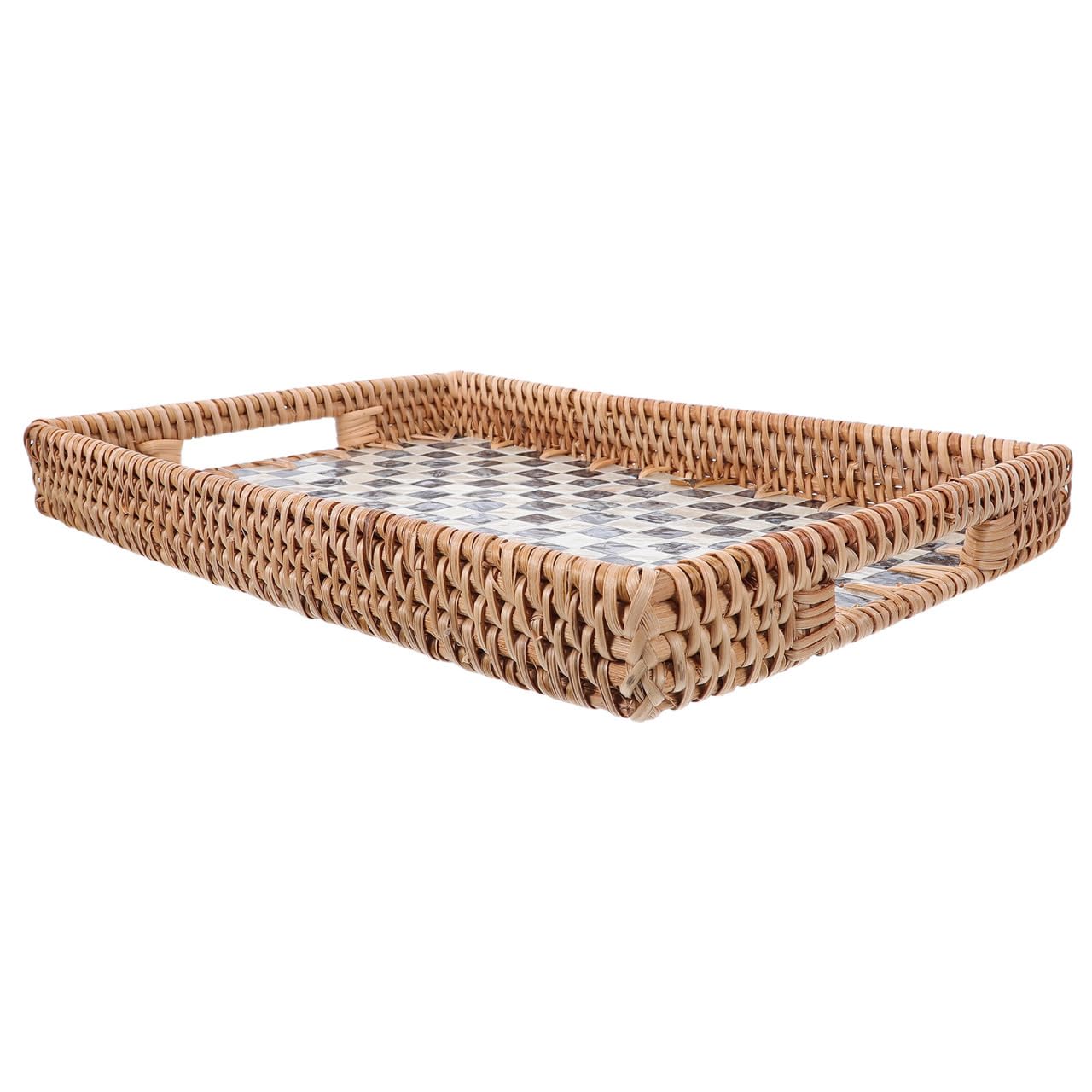 Rangement papier décoratif pour maison en rotin naturel noir et blanc