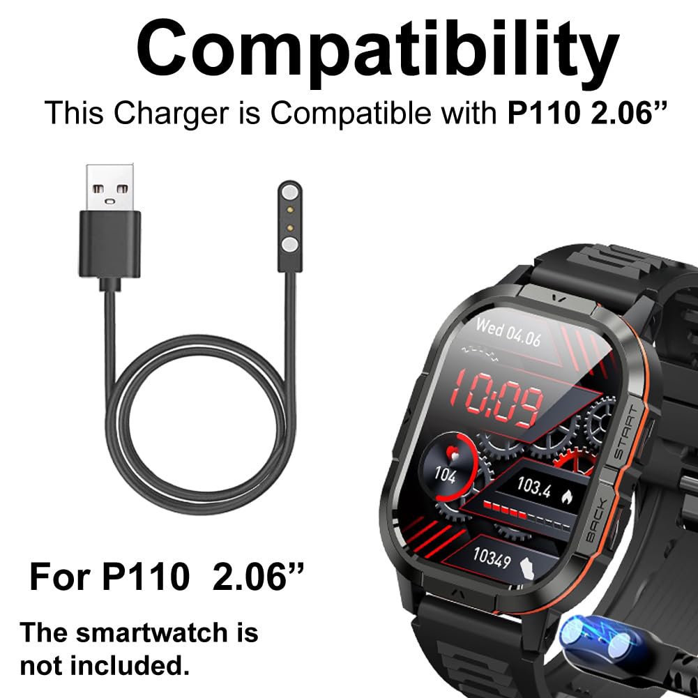 smaate Smart Watch Cables Compatible with P110 Onaneag 2.06” Smart Watch, 2-Pack