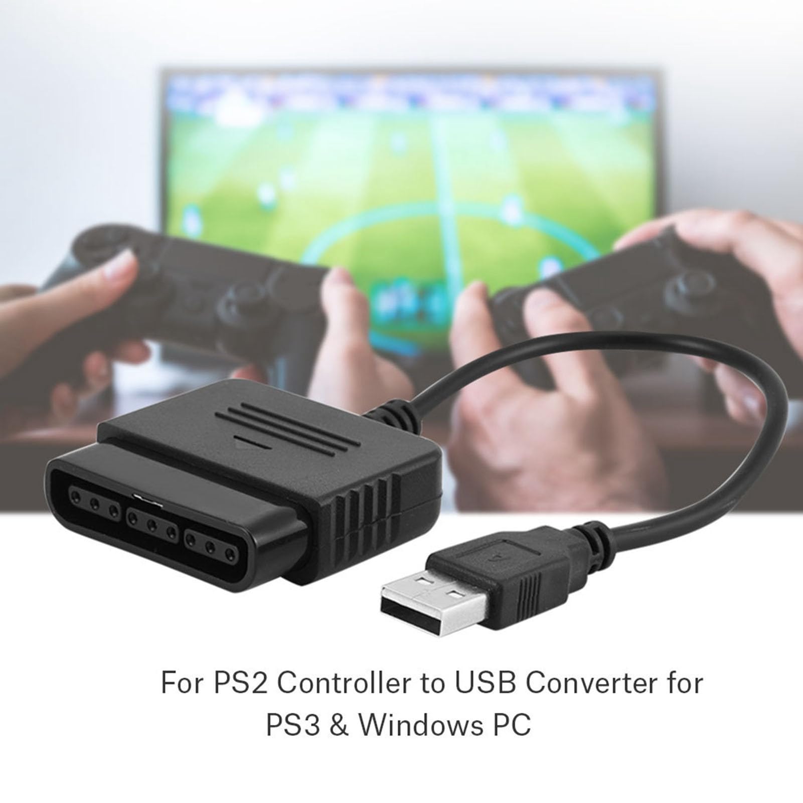 Tissting Adattatore Controller PS2 a USB, Convertitore Cavo per Controller PS3/PC, Materiale ABS, Compatibile con PS2, PS3, PC per Giocatori di Videogiochi