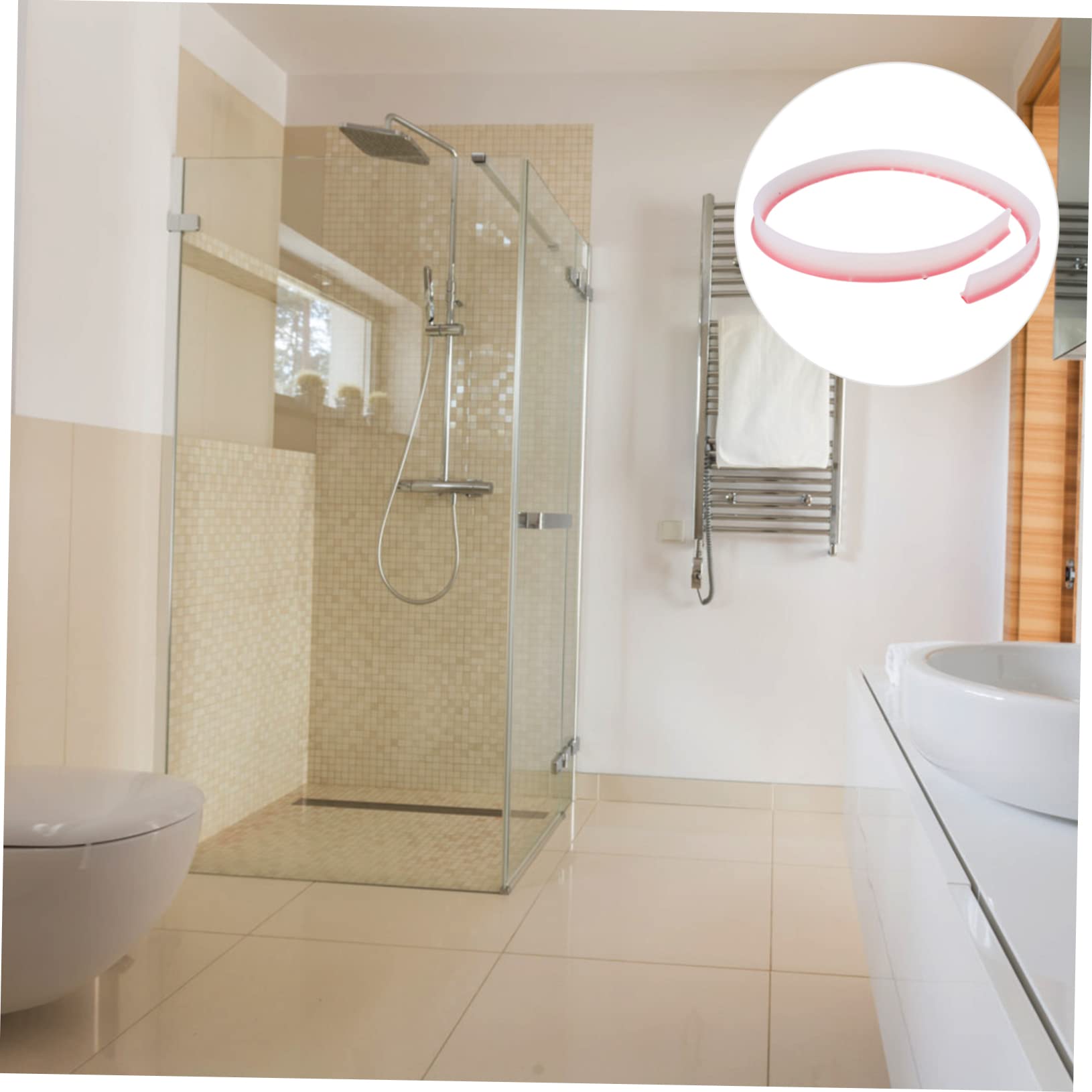 SEWACC 1PC Bendable Self Adhesive Water Separation Strip for Bathroom and Toilet Doorway Curved Design Water Stopper Easy to Clean and Durable for Areas