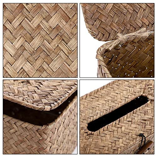 Sumnacon ULSMC00504 Tissue Box Cover Rectangle Tissue Box Seagrass Tissue Box Holder Woven Tissue Holder Decorative Tissue Cover thumb #5