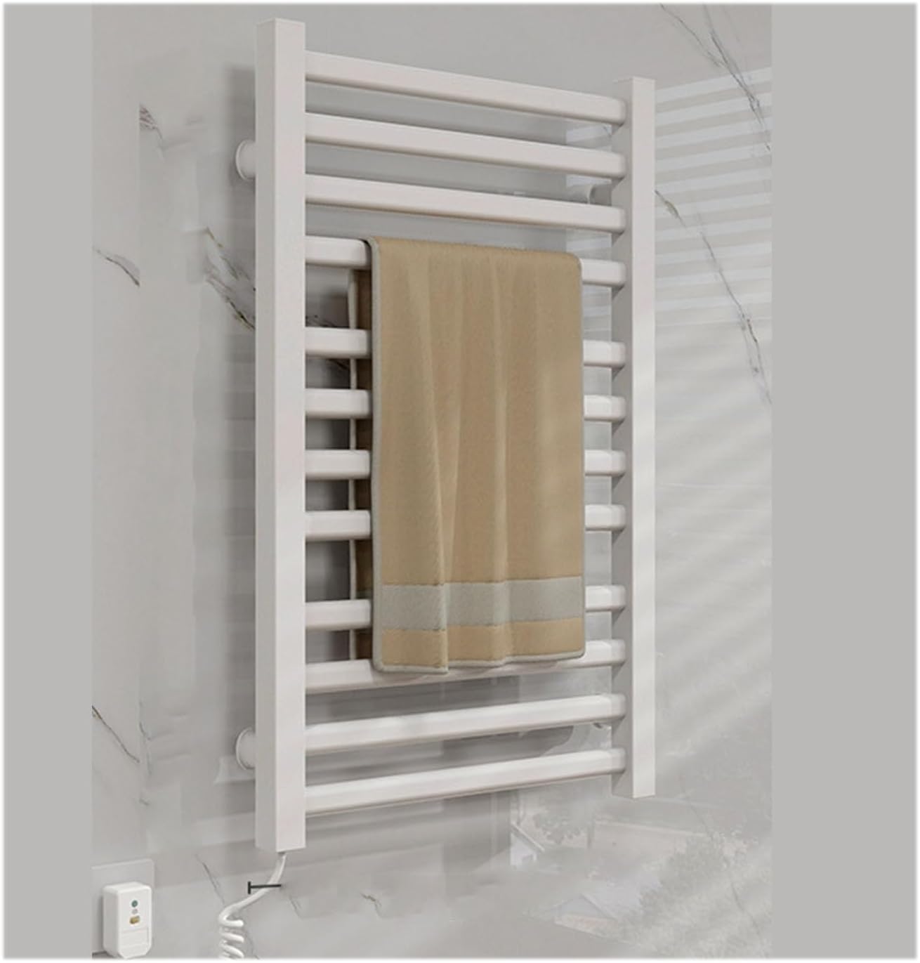 Towel Warmer Rack Plug-in,Towel Dryer for Bathroom Wall Mounted,Electric Heated Towel Rack Bathroom Accessories,Gray,Plug in Right