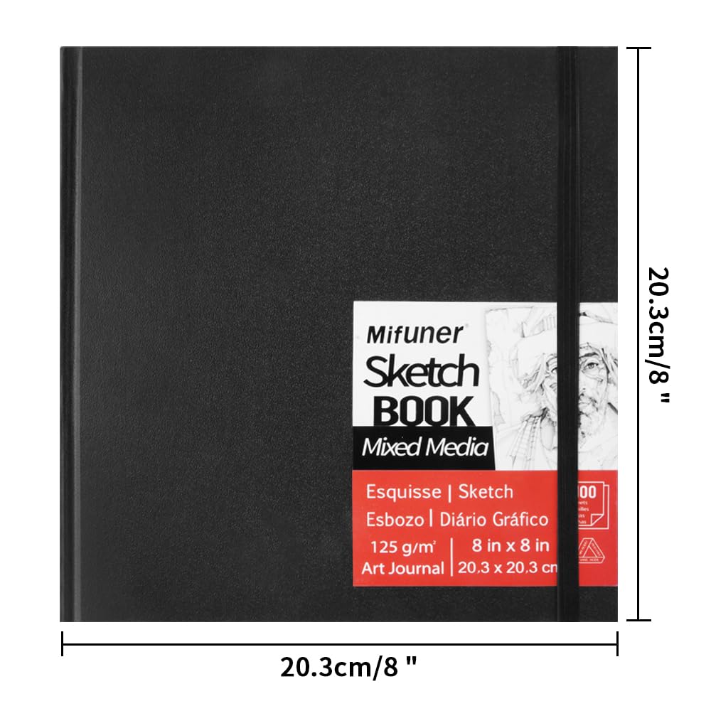 Amazon.com: E-WEICHEN Mixed Media Sketch Pad, 8 x 8 inches 125 GSM
