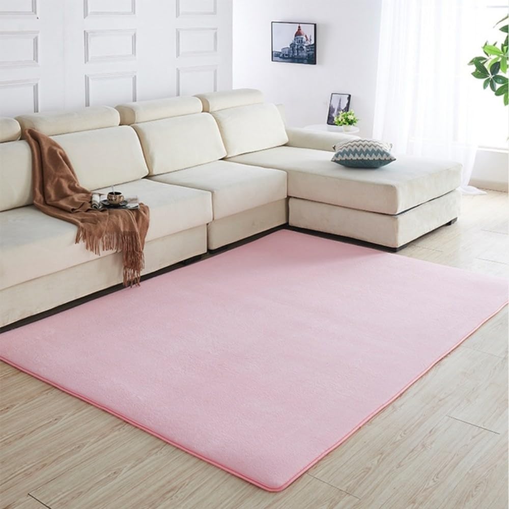 Tapis en polaire corail 120x200 cm grand tapis rampant salon rose