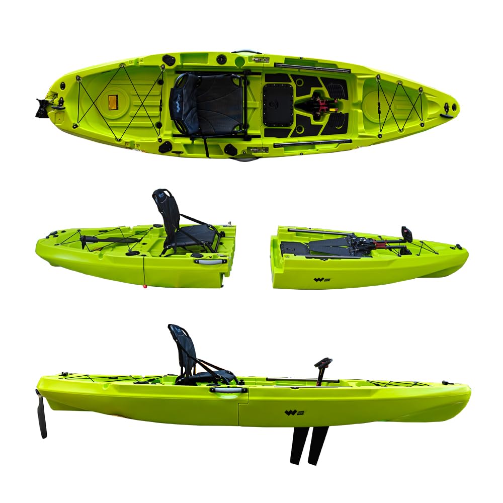 Samoa Kayak de pêche démontable avec sonde, siège réglable, kit complet avec gilet et pagaie Vert fluo