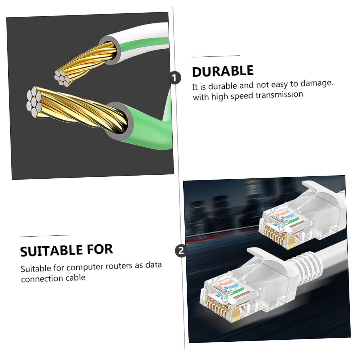 Cat 5e Ethernet Cable, Copper Aluminum Network Wire for Computer Router