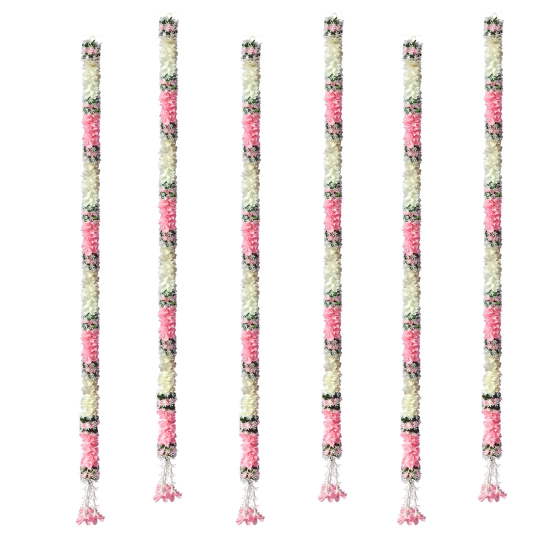 Tia Crafts Artificial White Gajra Jasmine & Colourful Flower Strings Wedding Decorations, Event Decor Perfect Diwali, Ganpati & Pooja/Temple/Mandir Decoration, 5Ft (Baby Pink - 5Ft, 6, 5 Feet)-image-47