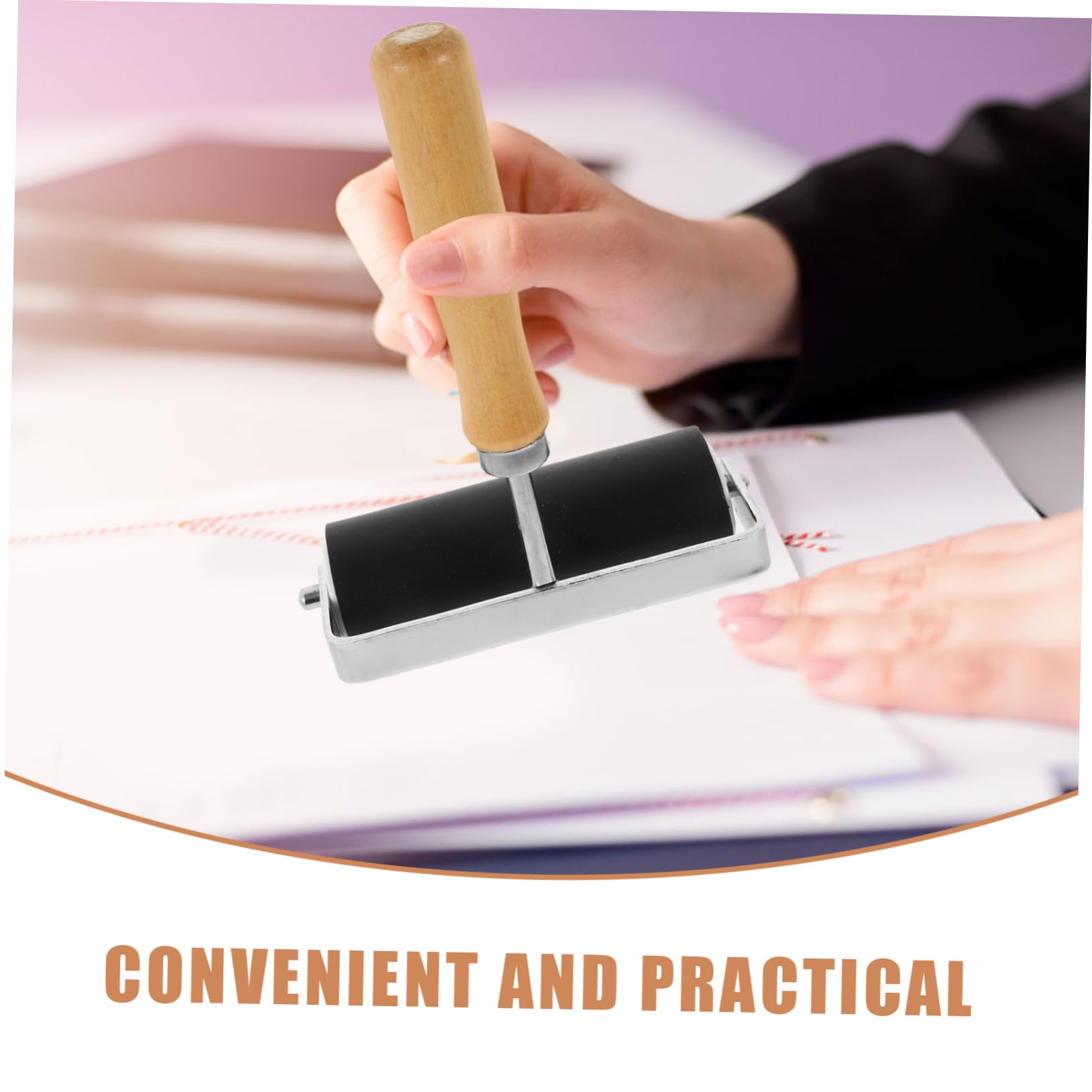 HOMSFOU 1 Set Printmaking Roller Professional Kit with Rollers and Mushroom Handle for Easy Inking Stamping and Crafting