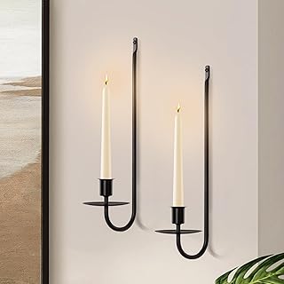 Candle Sconces Set of 2, XAROO Taper & Pillar Wall Candle Holder, Black Wall Sconces Set of Two, Decor for Entryway, Stair...