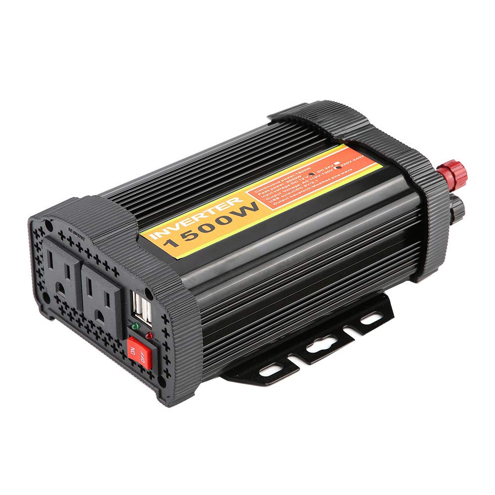 Falownik samochodowy, 1500 W, 12 V DC do 110 V AC, przetwornica napięcia, przetwornica do samochodu
