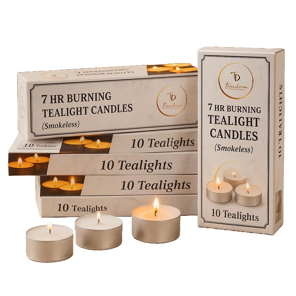 True Decor Wax 7 Hour Long Burning Tealight Candles 20G Jumbo Tea Lights Candle 50 Pcs Unscented Diwali Tea Candles