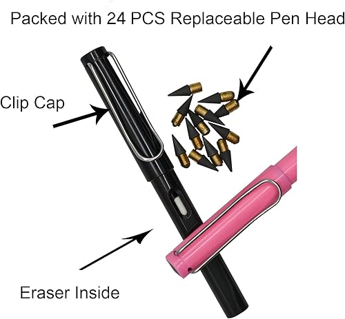 Miniatura 3 de 12 lápices eternos infinitos sin tinta irrompibles con 24 repuestos reemplazables, tecnología de escritura ilimitada, lápiz mágico para escuela,