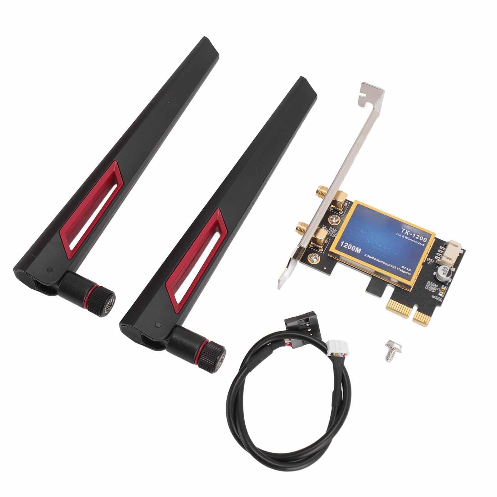 Dpofirs PCI Express X1 Scheda WiFi, Adattatore di Rete per PC a Gamma Ampia -Card 4.0 Stable 1200 Mbps 7260AC con Doppia Antenna 10DBI per Computer