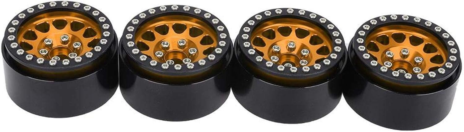 SALUTUYA Rc Crawler Part Metal Alloy Reasonable Design Rc Tire for 1:10 Rc Crawler Excavators(Black Gold) : Toys & Games