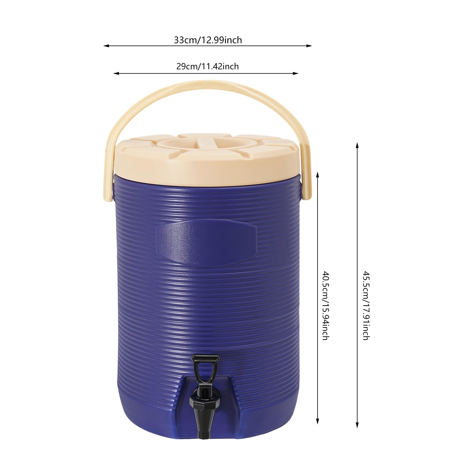 Dispenser di bevande in acciaio inox, 15 litri, con rubinetto, per caldo e freddo, 8 ore, dispenser di acqua calda portatile per caffè, tè e feste (blue)