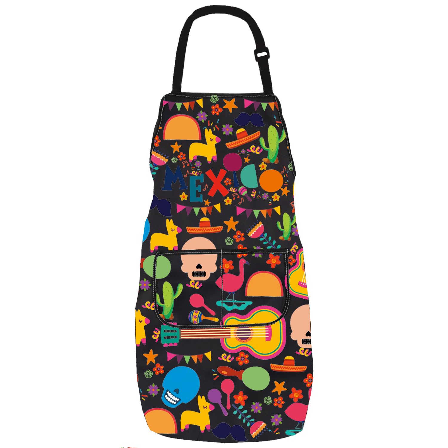 PXTIDY Mexican Apron Mexico Inspired Gift Mexico City Souvenirs Gift Mexican Apron loteria With Pockets Waterproof Adjustable