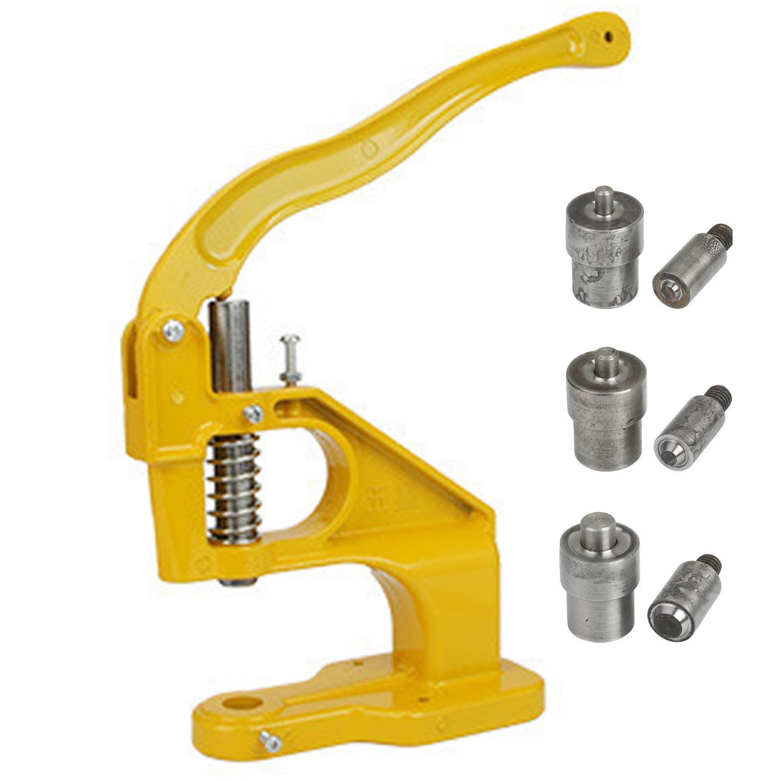 Genérico Prensa Remachadora, Ajustable Manualmente | Molde Multifuncional, Cuerpo De Aluminio, Apto Para Cuero Y Tela (Yellow 5.5mm/7m/10mm)