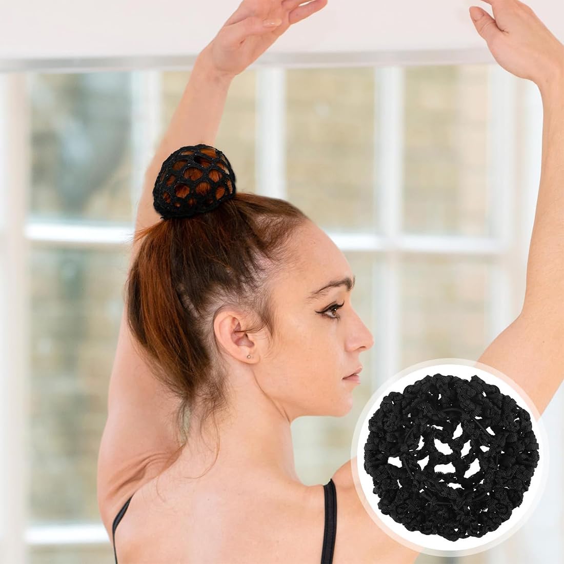 Redecilla para Cabello con Lunares 4 Piezas - Mallas Elásticas para Ballet y Baile