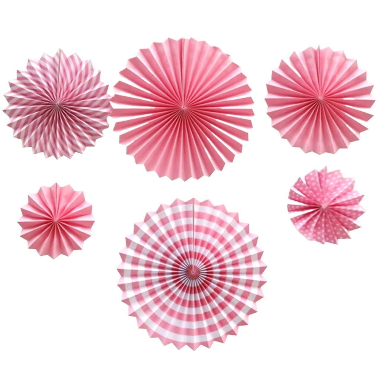 Pom Poms 6pcs Paper Fan Round Lantern Hanging