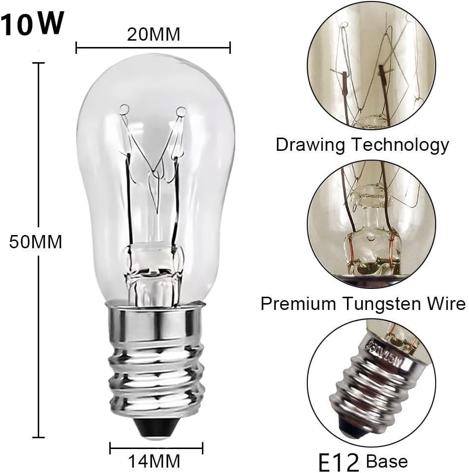 WE05X20431 Dryer Drum Replacement Bulbs,120V/10W/E12,Dryer Light Bulb Compatible with GE & Hotpoint Dryers, Replaces WE05X20431 WE4M305 WP3395618 - Pack of 4