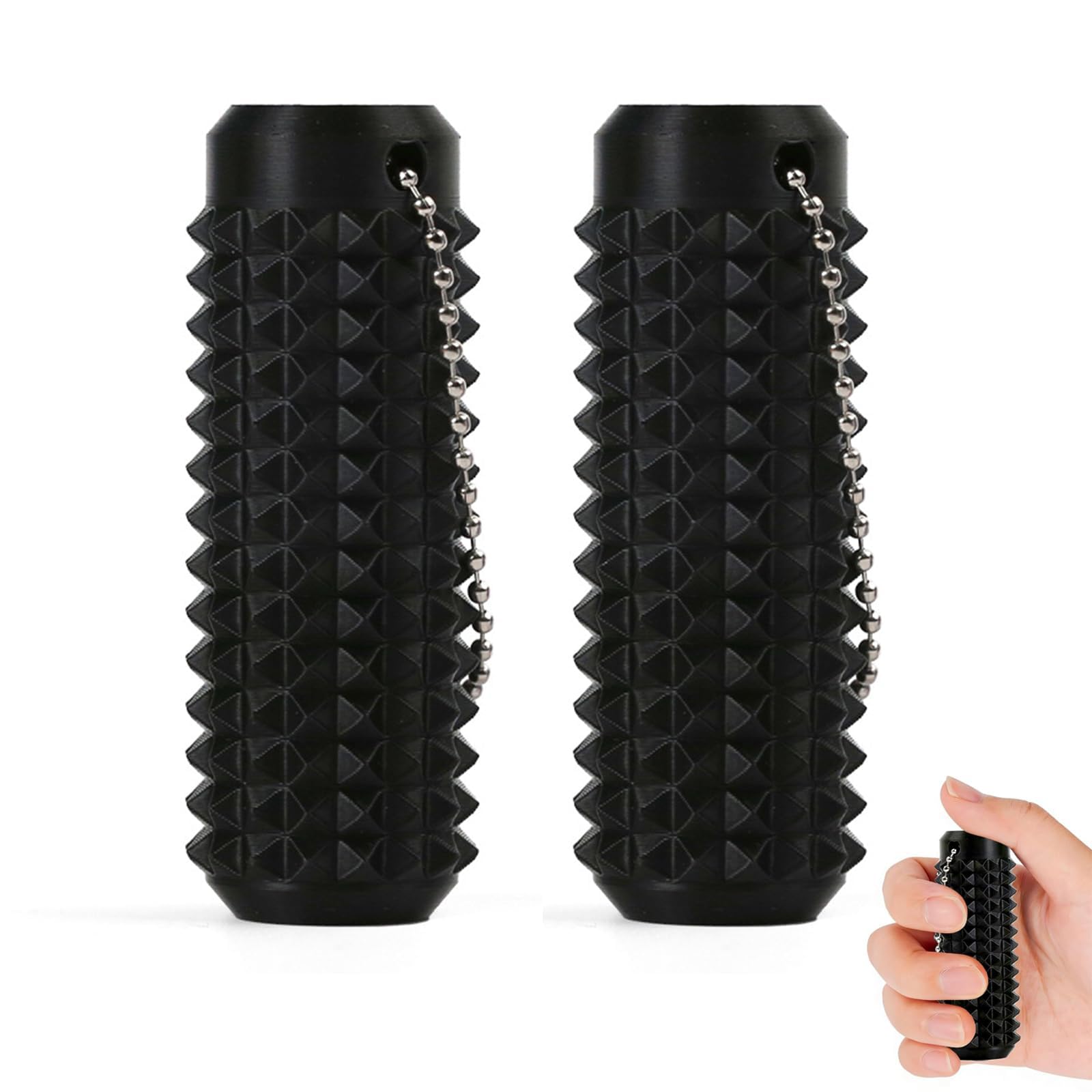 Spiky Fidget Toy 2 PCS - Pain Stimming Fidget Toy - Portable Spiky Grippie Stim Keychains for Focus and Stress Relief, Everyday Use, Black