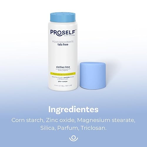 Miniatura 9 de PROSELF Desodorante para pies en polvo, natural y sin talco, mantiene tu cuerpo seco sin mal olor, aroma a lima siciliana, 3.9 oz (110 g)