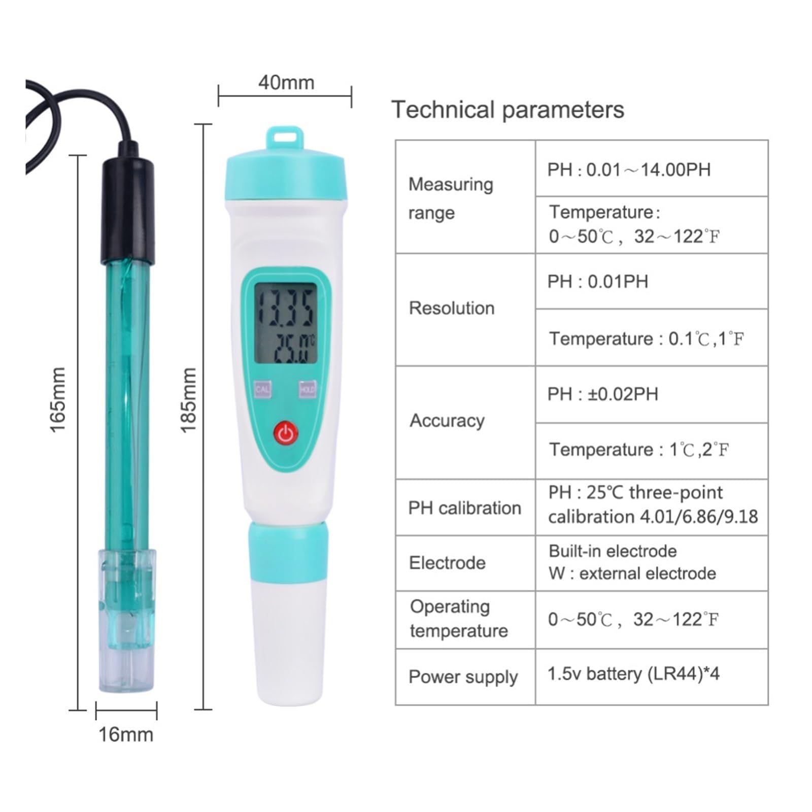 Cyfrowy miernik pH, Miernik PH PH-220W długopis kwasowości Tester wartości wysoka dokładność cyfrowy miernik testowy jakości wody(PH-220W)