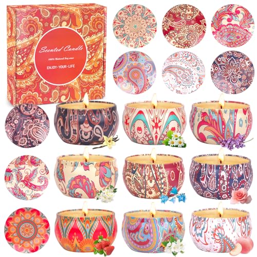 Bougie Parfumées pour Femme,Coffret Cadeau Femme,Coffret Bougies Parfuméese avec Couvercle pour Soulager le Stress,Cadeaux d'anniversaire pour Femmes, Cadeaux pour la Saint-Valentin