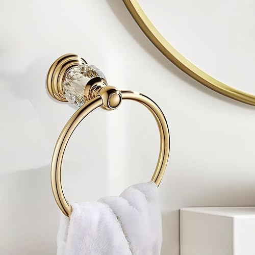 Miniatura 2 de Anillo de toalla dorado de cristal, anillo dorado para toallas de baño, toallero dorado para colgar toallas de mano para el hogar, soporte de toalla