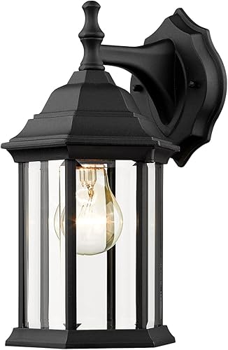 Z-Lite T21BK - Lámpara de pared para exteriores, pantalla biselada transparente