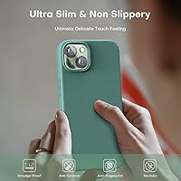 Vista 6 de TOCOL Funda 5 en 1 para iPhone 13, con 2 protectores de pantalla + 2 protectores de lente de cámara, funda de silicona líquida para iPhone 13, verde