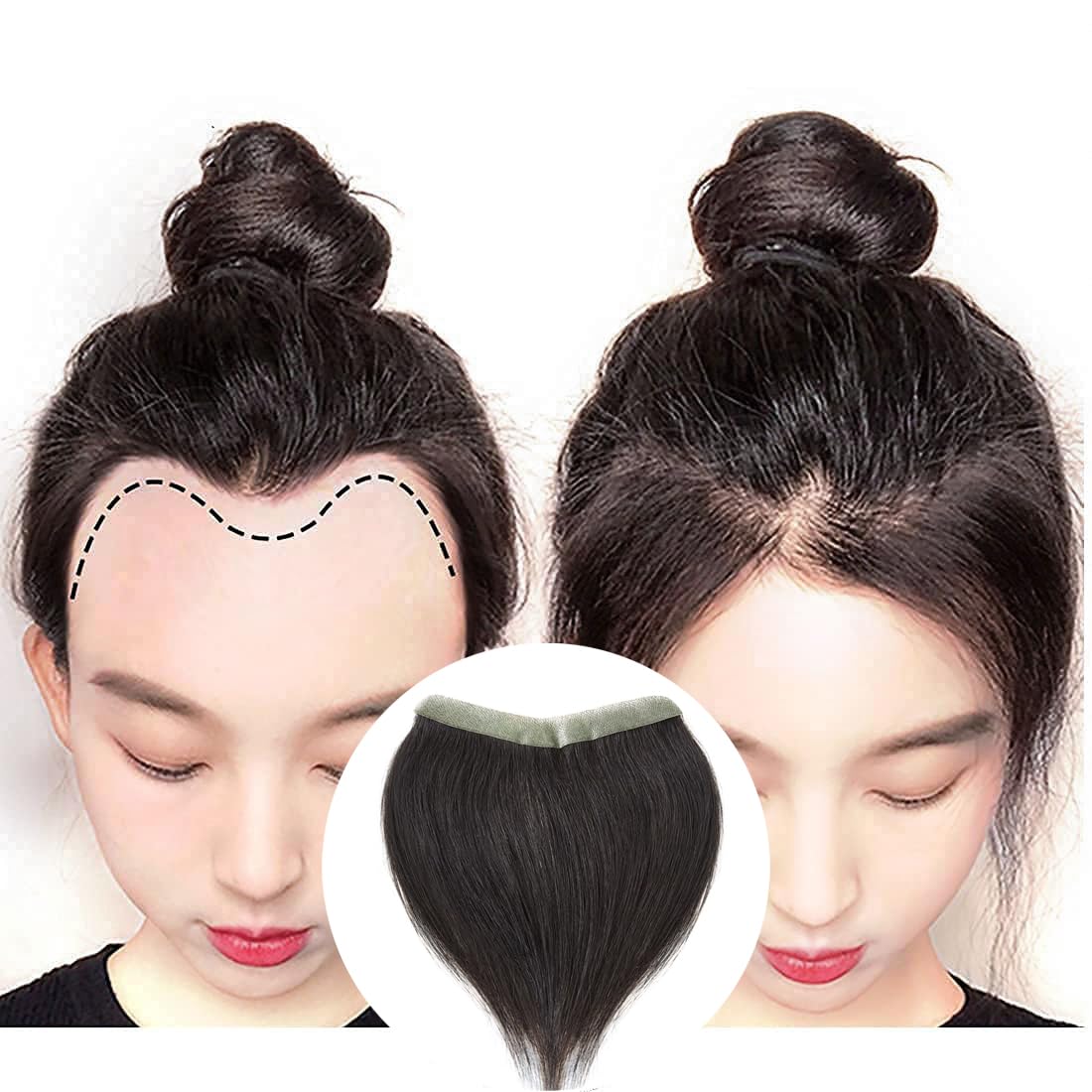 Human Hair Tape-In Hairpiece for Hairline Loss, 1.57x3 Inches Amazon.com : Meiverah Frontal Hairpiece for Women Natural  main image 2