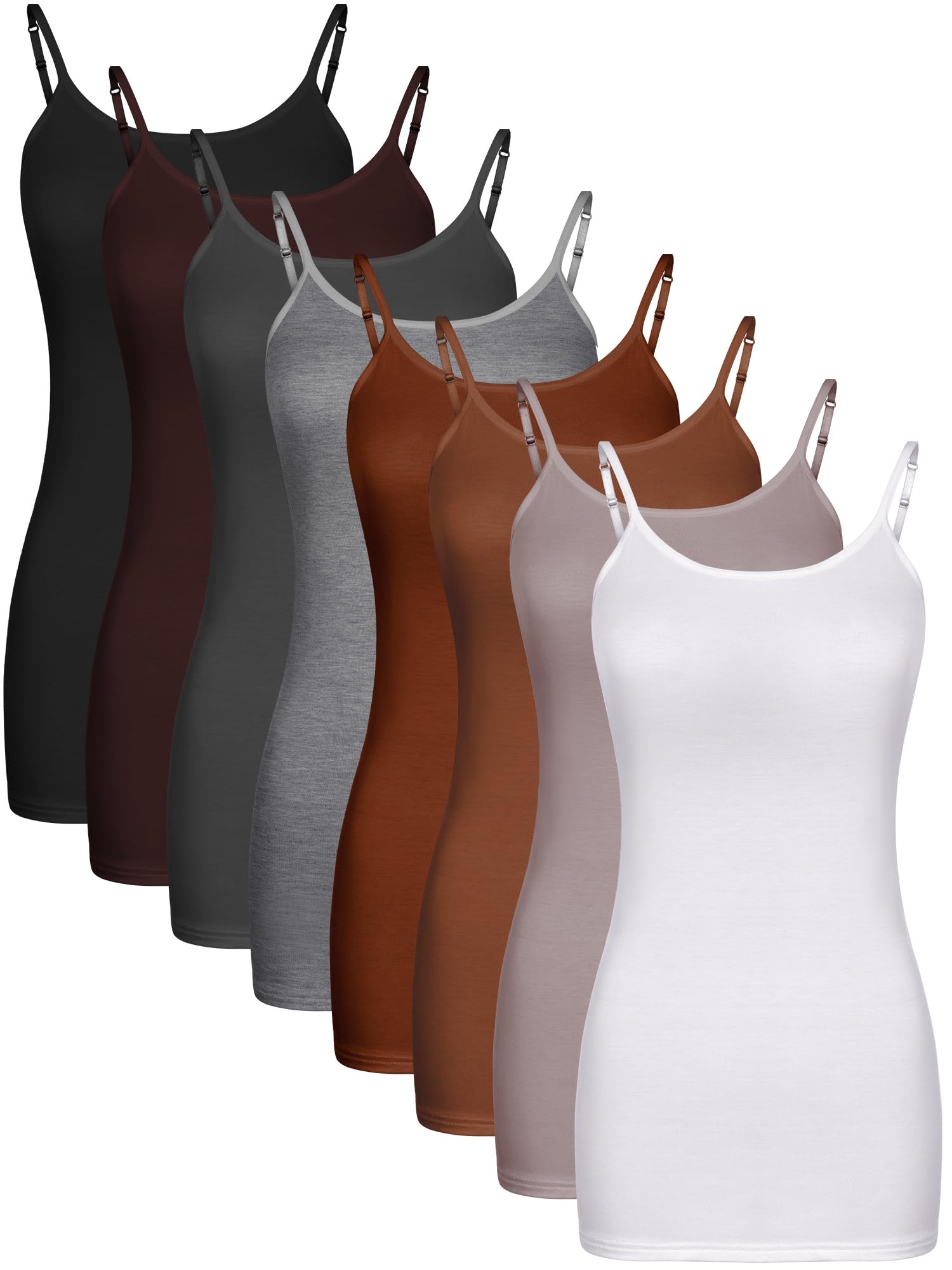 Geyoga Long Tank Tops for Women, Long Camisoles Workout Tops Adjustable Spaghetti Strap Women's Camis Undershirts