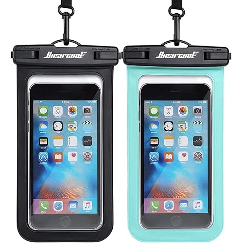 Hiearcool Waterproof Phone Pouch, IPX8 Waterproof Phone Case for iPhone 17/16/15/14 Pro Max, Cell Phone Dry Bag for Beach & Cruise Essentials, Touch Screen, Lanyard Included, 2 Pack (Fits Up to 8.9”)