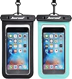 Hiearcool Waterproof Phone Pouch, IPX8 Waterproof Phone Case for iPhone 17/16/15/14 Pro Max, Cell Phone Dry Bag for Beach & Cruise Essentials, Touch Screen, Lanyard Included, 2 Pack (Fits Up to 8.9”) 1 Black & 1 Green