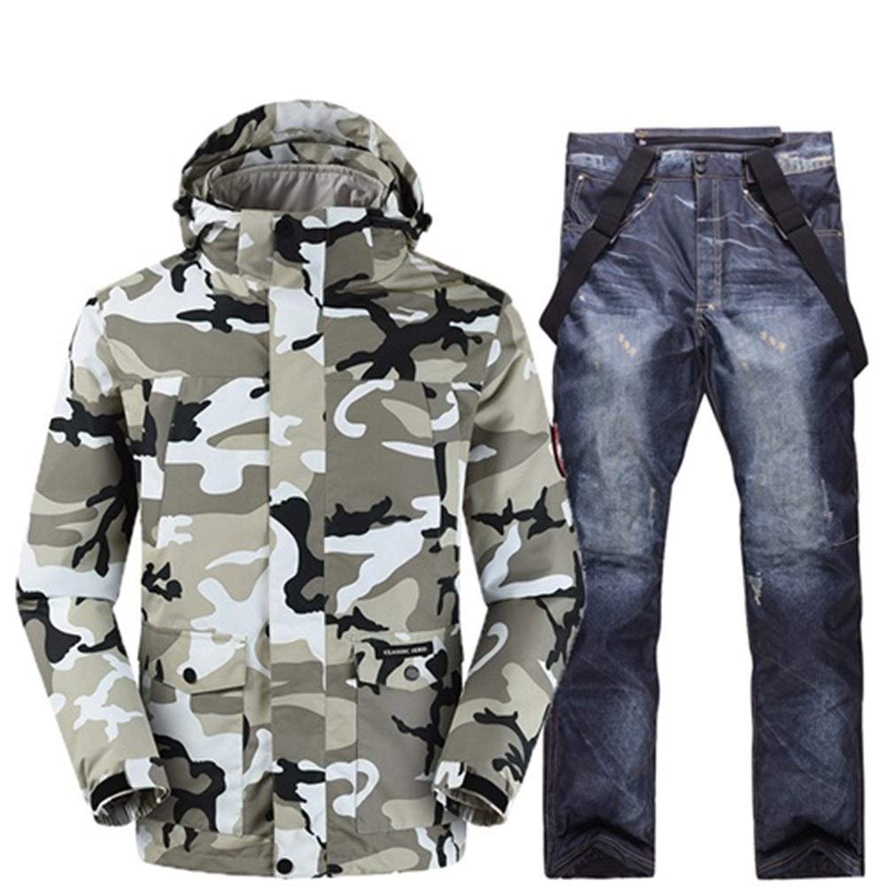 SHIYUPING Snow Suit Ski Suit Men Pelliot Ski Jacket, Saenshing Snowboard Pants Breathable Skiing Snowboarding Winter Snow Set Super Warm Waterproof (Color : Color 03, Size : XXXL)