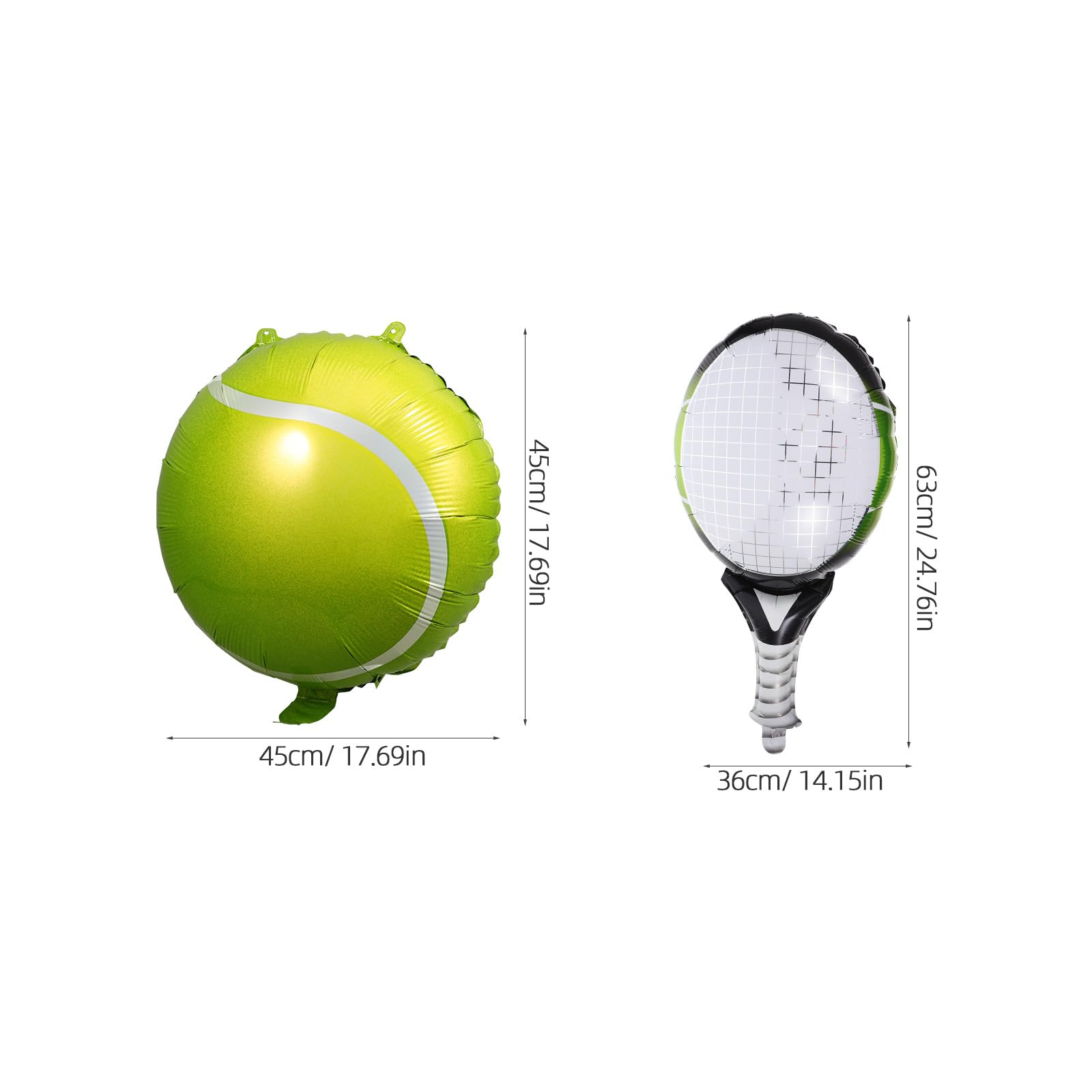 Tennis-Party-Ballons Set - 4 Schläger + 2 Bälle, 45,7 Cm, Grün, Alufolie