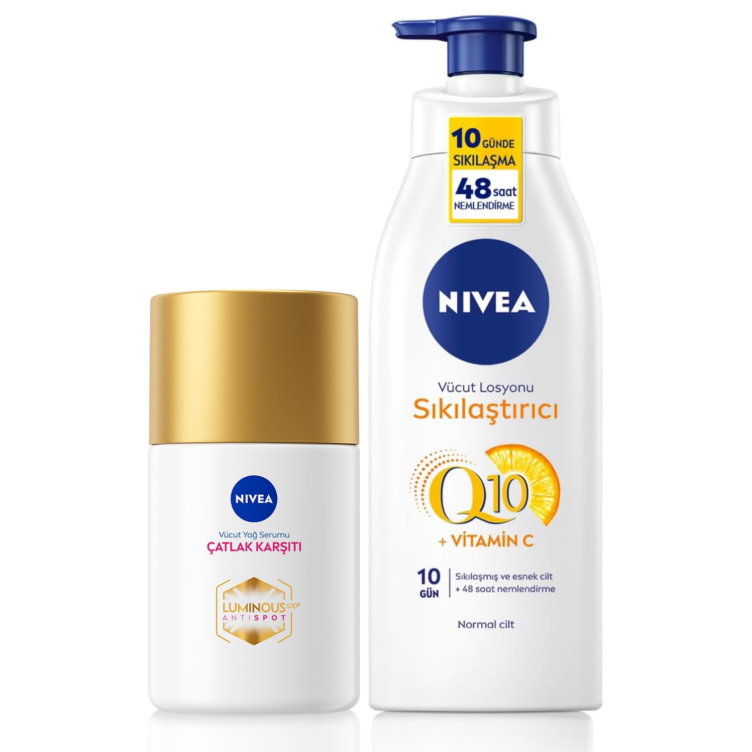 Q10 Sıkılaştırıcı Vücut Losyonu 400ml, C Vitamini, Luminous630 Çatlak Karşıtı Vücut Yağ Serumu 100ml