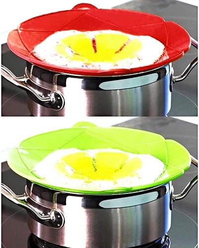 Juego de 2 tapones de silicona contra derrames – Protección contra hervir – Herramienta de cocina multifunción – Antiderrames, sin hervir sobre la