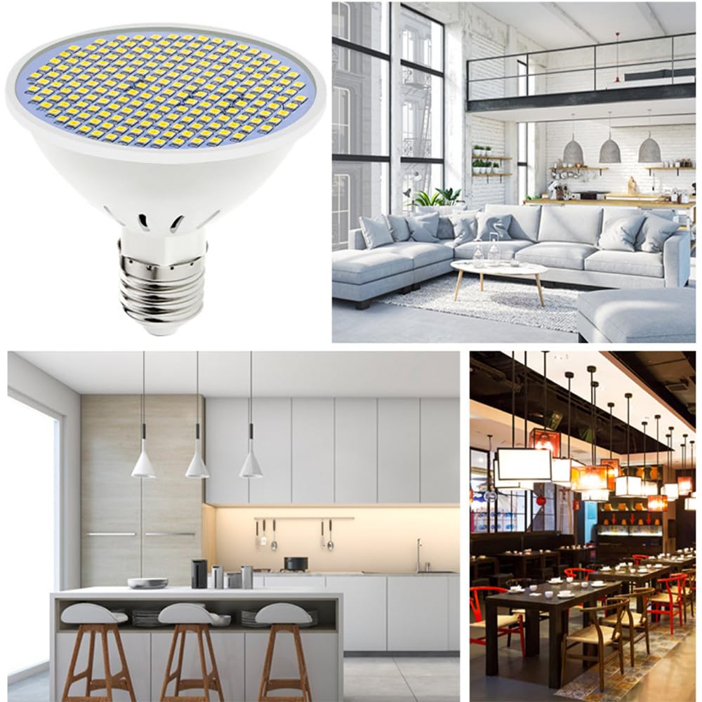 6 Bombillas LED E27 de 110 V y 220 V, Bombillas de bajo Consumo para iluminación del hogar y la Sala de Estar, Blanco frío, 300 LED.
