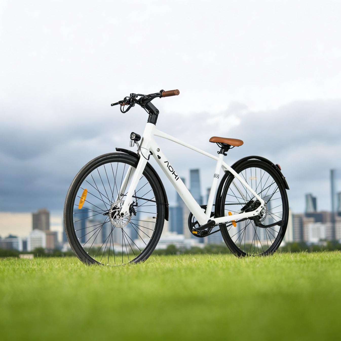Aoki Cadence GL Electric Urban Bicycle | Carbon Belt Drive | 250W Motor | Ultralight <20kg | Stem Display | 700C Tyres | Removable Battery | Arctic White